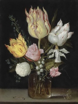 Bosschaert Ambrosius i tulipanes rosas campanillas narciso tortuosis forg Pinturas al óleo
